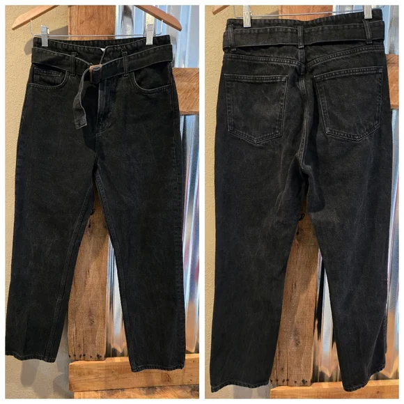 Reformation Black Jeans Sz 29 Belted Hi-rise Relaxed "Cynthia" - Picture 2 of 4